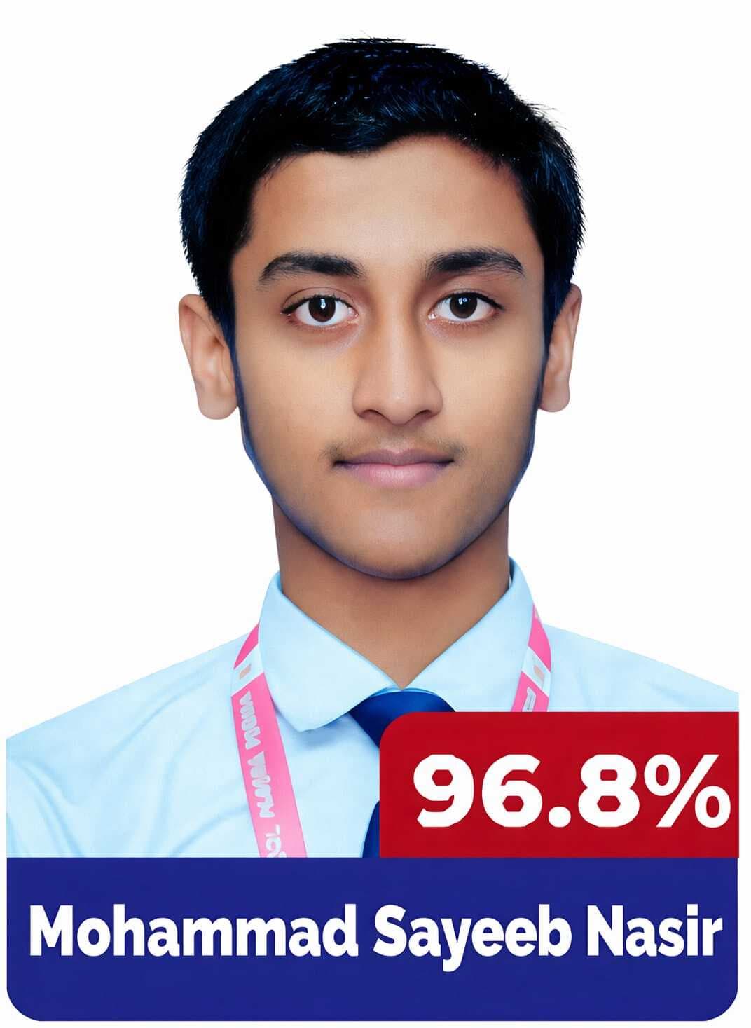 सीबीएसई मैट्रिक बोर्ड में साईब ने 96.8 प्रतिशत अंक लाया
