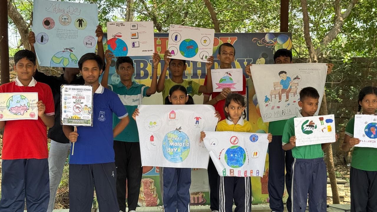 डॉन बॉस्को के छात्रों ने मलेरिया से बचाव का दिया संदेश