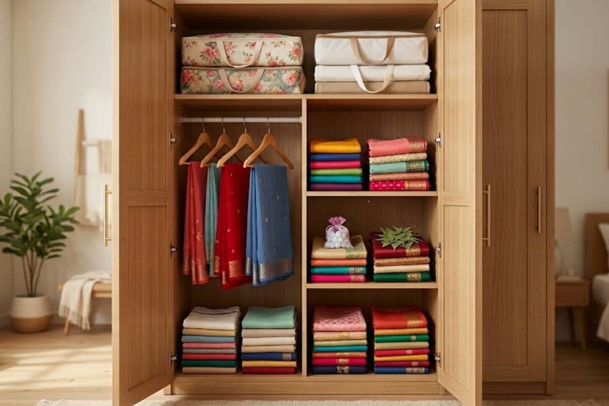 अलमारी में साड़ियां ऐसे जमाएं, न पड़ेगी सिलवट और न होगा नुकसान