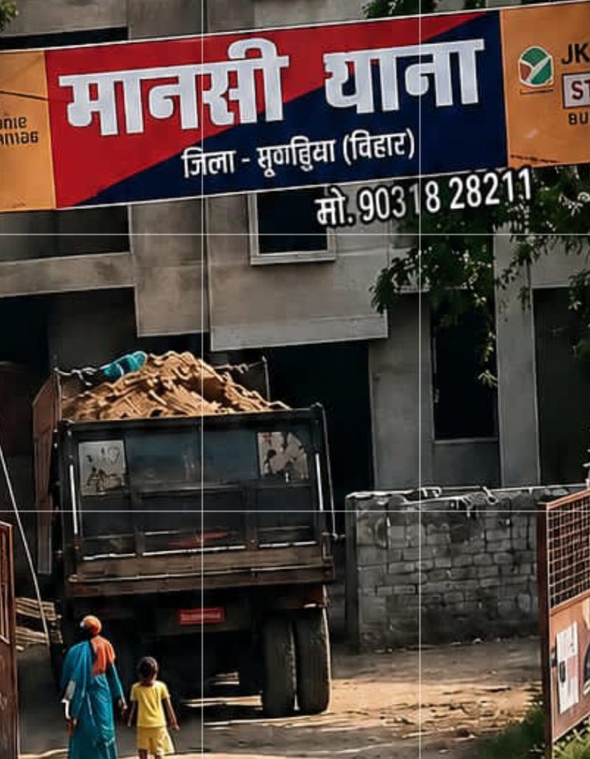 मानसी पुलिस और खनन इंस्पेक्टर की कार्रवाई: मटिहानी से हाइवा जब्त, जेसीबी चालक फरार