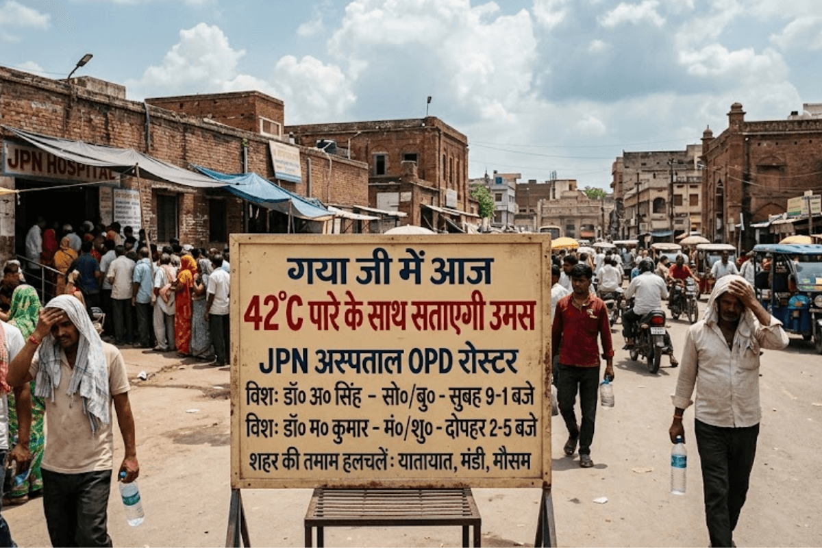 गया जी में आज: 42 डिग्री पारे के साथ सताएगी उमस, देखें JPN अस्पताल का ओपीडी रोस्टर और शहर की तमाम हलचलें