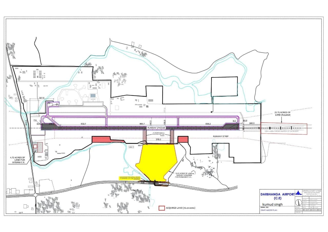 दरभंगा एयरपोर्ट का टर्मिनल प्लान तैयार, 43 लाख यात्रियों की होगी क्षमता, दो फेज में पूरा होगा काम