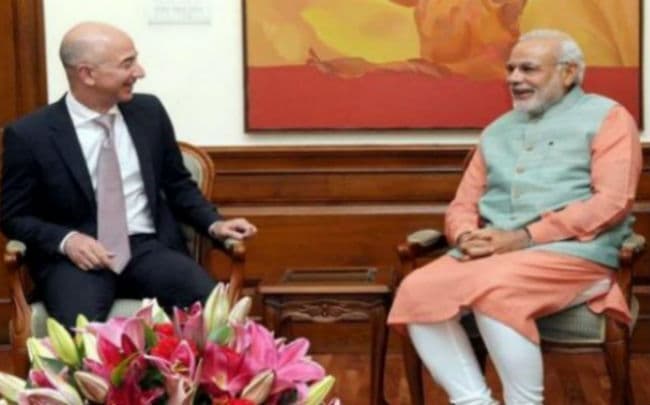 भारतीय दौरे पर आये अमेजन के CEO बेजॉस ने की PM मोदी से मुलाकात