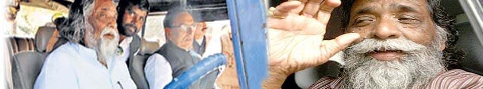 शिबू सोरेन ने लंबे अरसे बाद चलायी अपनी लकी जीप