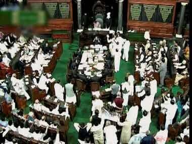 लोकसभा में भाजपा ने ''कांग्रेस की तख्ती'' का दिया जवाब...
