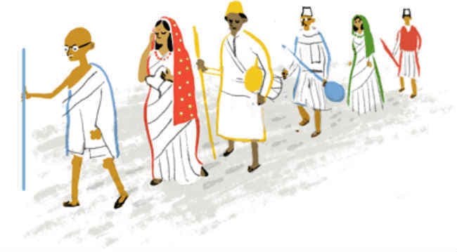 गूगल ने स्वतंत्रता दिवस पर समर्पित किया गांधी जी के दांडी मार्च से जुडा ''डूडल''