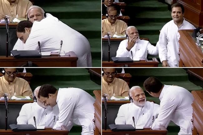 #NoConfidenceMotion : तसवीरों में देखें राहुल गांधी ने कैसे लगाया पीएम मोदी को गले