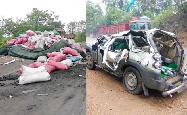 नवादा : झारखंड से बिहार आ रही स्कॉर्पियो पर बस पलटने से तीन लोगों की मौत