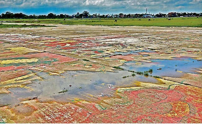 रनवे पर जलजमाव, चहारदीवारी टूटी, मैदान बना चरागाह