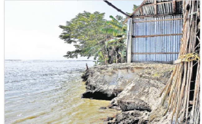 महानंदा नदी से सटे बारिओल में कटाव होने से कई एकड़ भूमि नदी में समायी