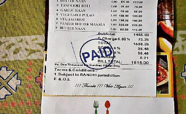 रांची : रेस्टोरेंट ग्राहकों से कर रहे हैं मनमानी, जीएसटी के अलावा ले रहे पांच फीसदी सर्विस टैक्स