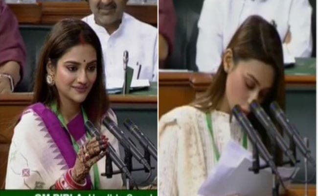बांग्ला सिनेमा की मशहूर अभिनेत्री नुसरत और मिमी ने ली लोकसभा में शपथ, देखें वीडियो