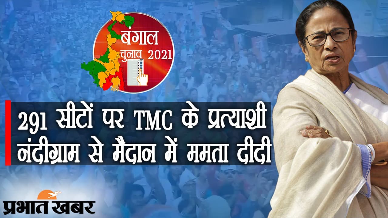 Bengal Election 2021: चुनाव में कुल 294 में से 291 सीटों पर TMC के प्रत्याशी, नंदीग्राम से मैदान में ममता दीदी Bengal Election 2021: चुनाव में कुल 294 में से 291 सीटों पर TMC के प्रत्याशी, नंदीग्राम से मैदान में ममता दीदी