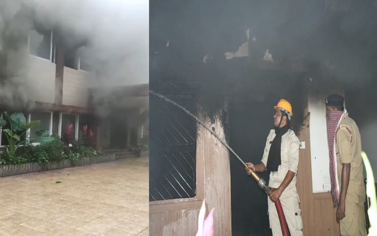 PHOTOS: रांची के सर्किट हाउस में लगी भीषण आग, कड़ी मश्क्कत के बाद दमकल कर्मियों ने पाया काबू