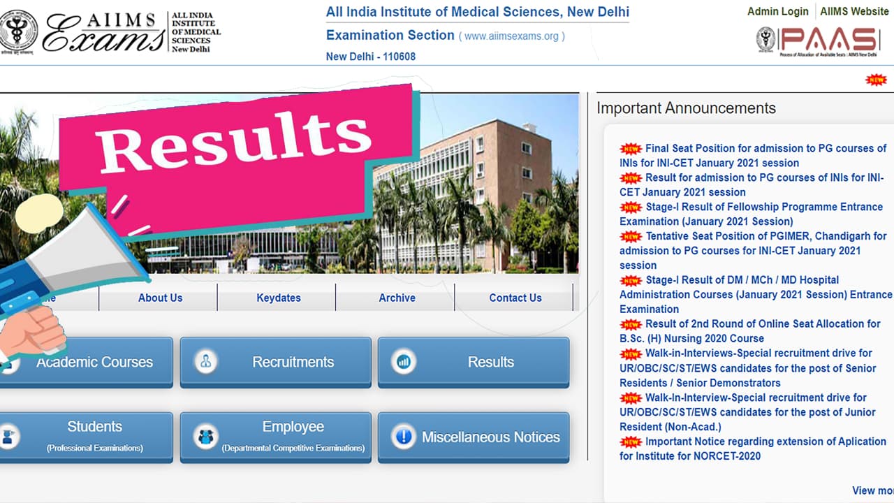 INI CET Result 2021: एंट्रेंस परीक्षा का परिणाम जारी, ऐसे करें डाउनलोड, जानें अपना स्कोर कार्ड और रैंक INI CET Result 2021: एंट्रेंस परीक्षा का परिणाम जारी, ऐसे करें डाउनलोड, जानें अपना स्कोर कार्ड और रैंक