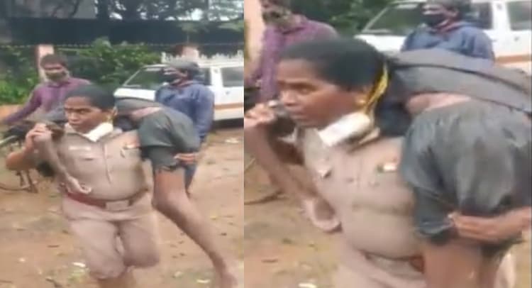 चेन्नई में बेहोश व्यक्ति को कंधे पर लेकर दौड़ती महिला इंस्पेक्टर का VIDEO वायरल