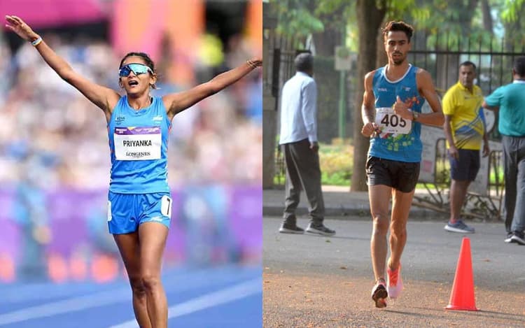 अक्षदीप सिंह और प्रियंका गोस्वामी ने 20 किमी पैदल चाल में गोल्ड मेडल जीतकर ओलंपिक के लिए किया क्वालीफाई