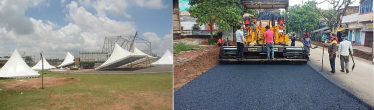 Jharkhand: देवघर में PM आगमन की तैयारी जोरों पर, कॉलेज मैदान में एक लाख वर्गफीट क्षेत्र में बन रहा पंडाल