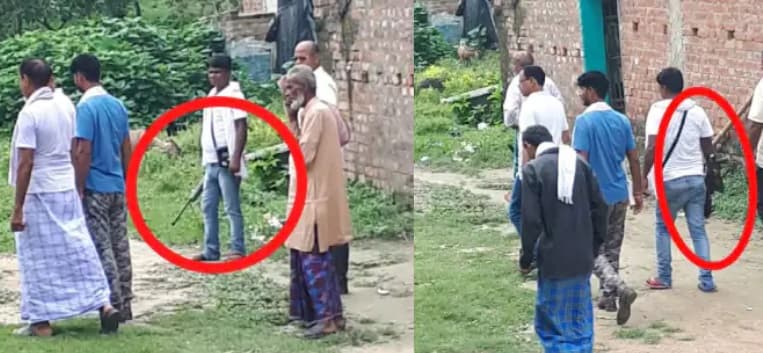 हथियार लेकर पत्नी के लिए वोट मांग रहे मुखिया प्रत्याशी के पति! सोशल मीडिया पर वायरल तसवीर के जरिये दावा
