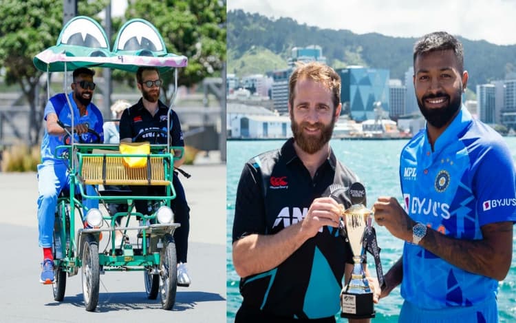 'Crocodile Bike' चलाते दिखे पांड्या और विलियमसन, T20 ट्रॉफी के साथ कराया फोटोशूट, देखें VIDEO