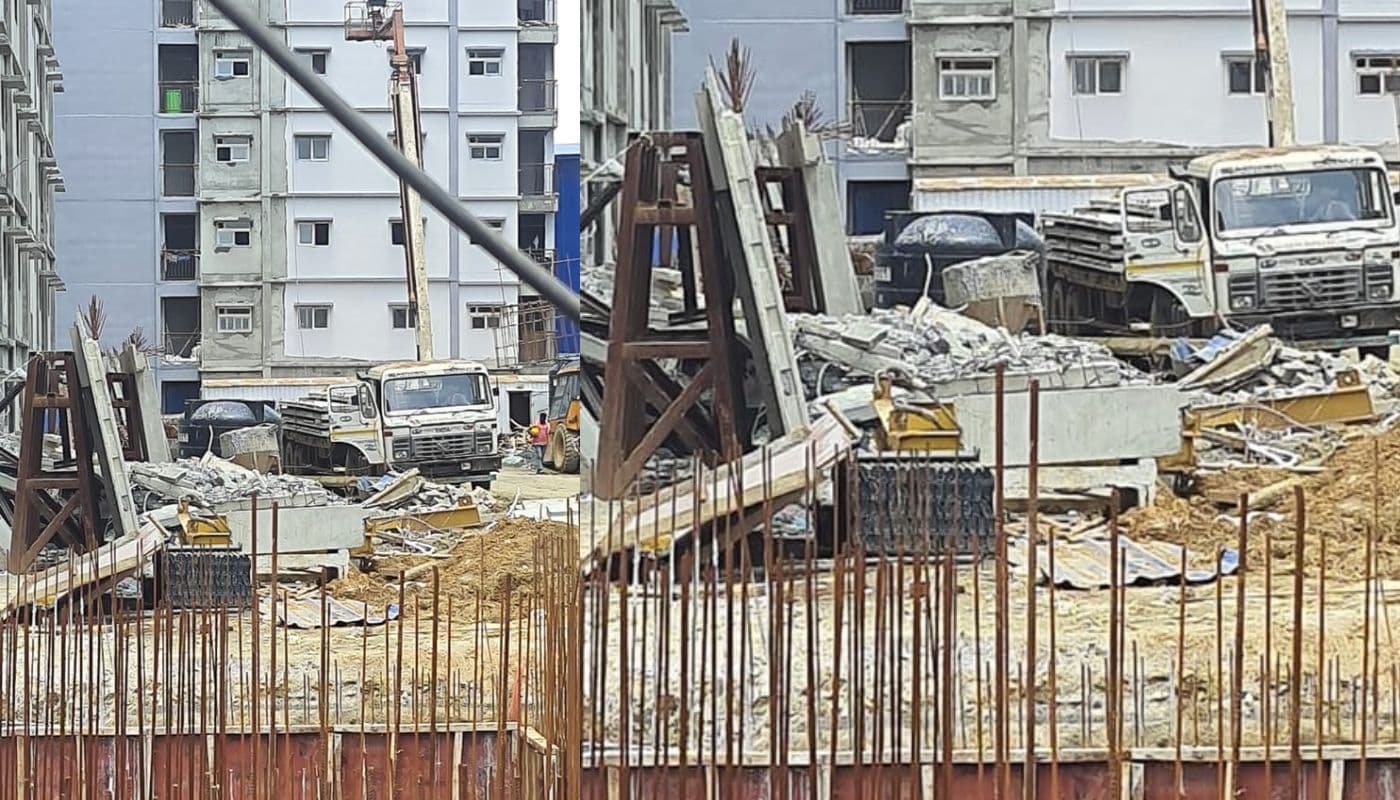 झारखंड : रांची के जगन्नाथपुर में बन रहे 8 तल्ला के लाइट हाउस का एक हिस्सा गिरा, देखें VIDEO