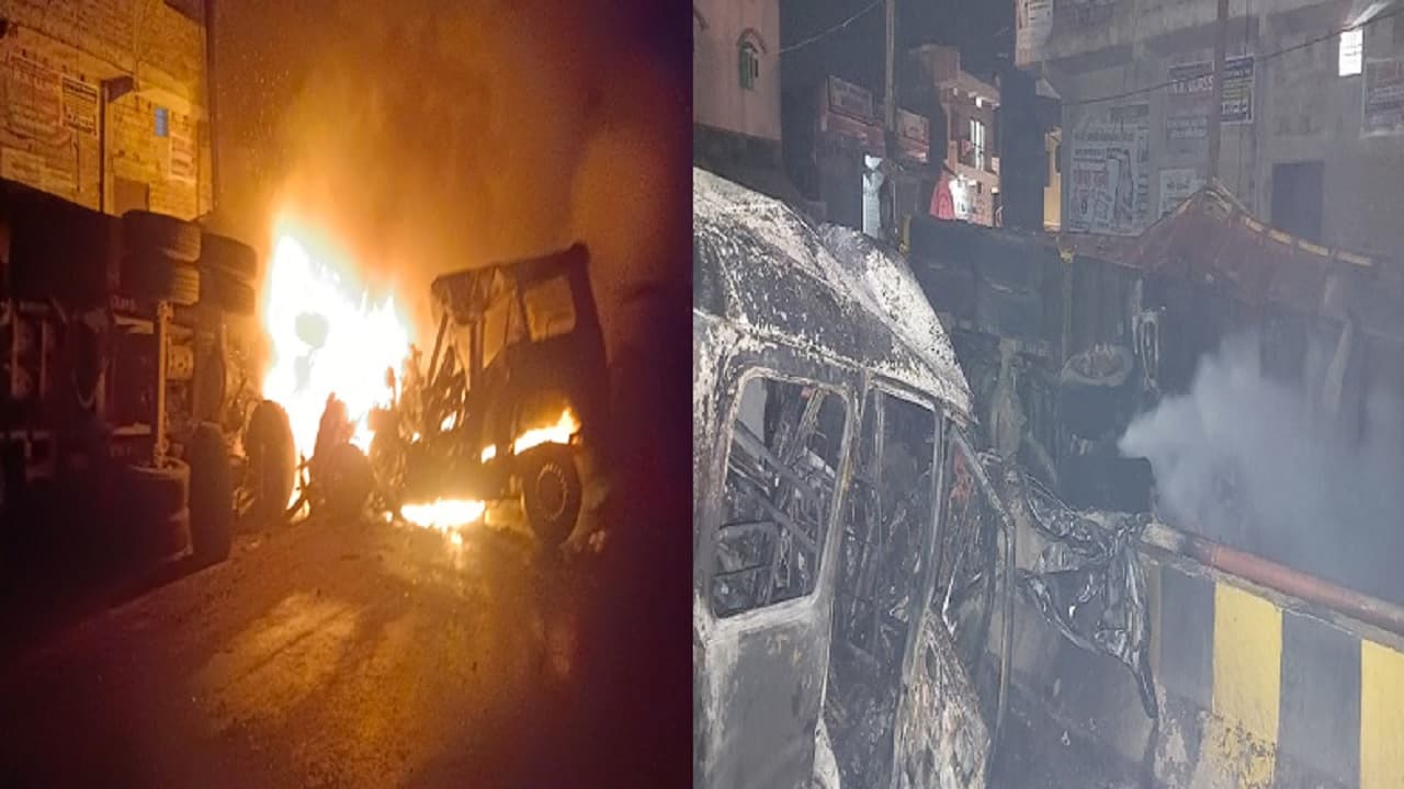 Bihar News: लखीसराय में जोरदार टक्कर के बाद ट्रक-स्कॉर्पियो में लगी भीषण आग, अंदर फंसे दो लोगों की मौत