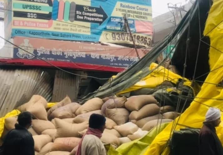 कोहरे का कहर, लखनऊ में पुलिस चौकी में घुसा तेज रफ्तार ट्रक