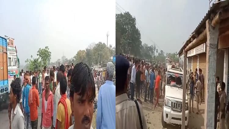 मुजफ्फरपुर में सड़क हादसे में युवक की मौत के बाद बवाल, पुलिस गाड़ी में लगाई आग, हवाई फायरिंग