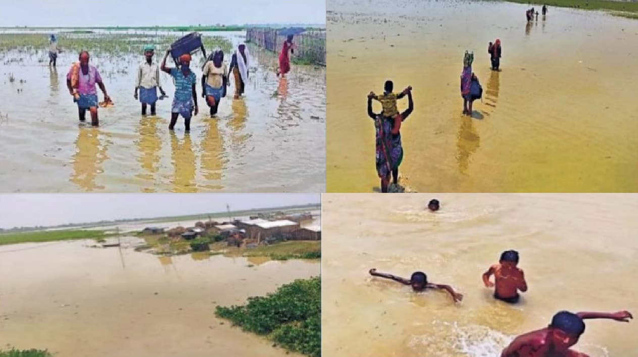 मधेपुरा में कोसी व घघरी नदी उफान पर, निचले इलाकों में फैलने लगा बाढ़ का पानी, पलायन करने लगे लोग