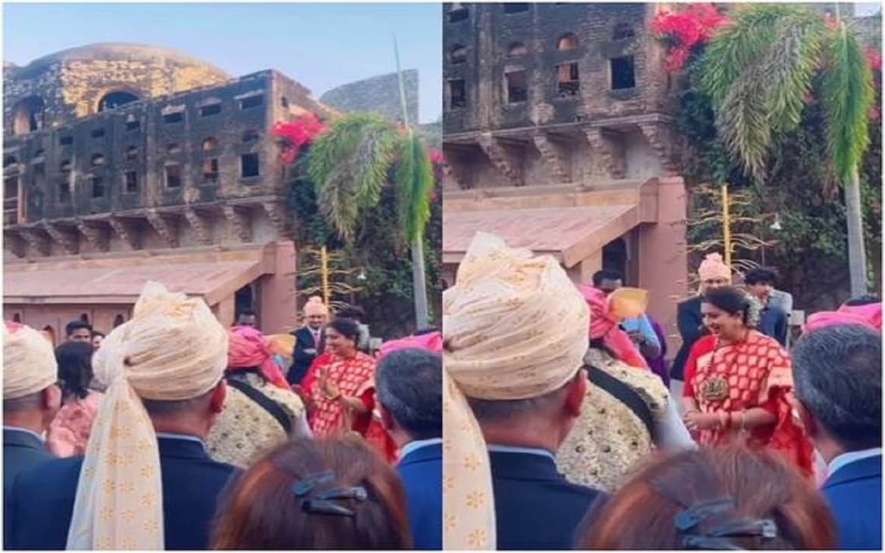 Smriti Irani Daughter Wedding: लाल साड़ी में झूमती नजर आयी स्मृति ईरानी, देखें शादी की तस्वीरें
