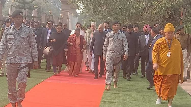 महाबोधि मंदिर में त्रिपिटक चैटिंग समारोह के लिए पूर्व राष्ट्रपति कोविंद पहुंचे गया, चाक चौबंद दुरूस्त