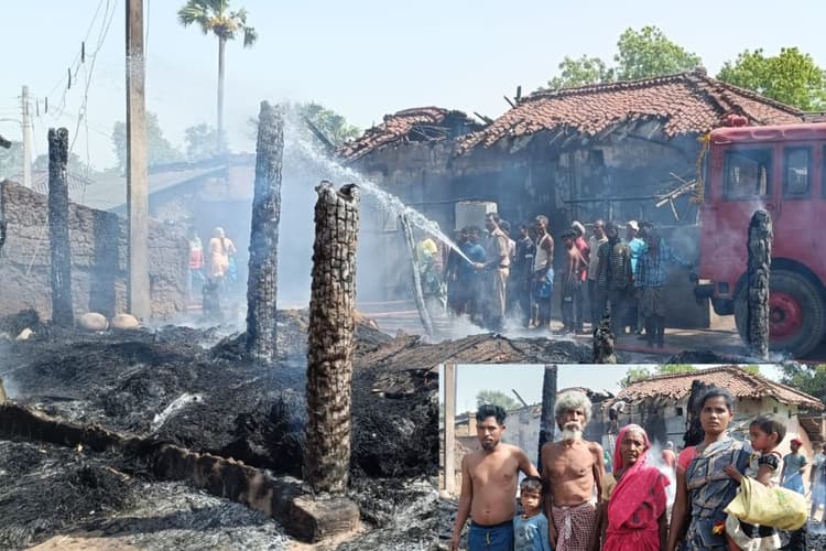 गोड्डा में शॉर्ट सर्किट से छह घर जलकर राख, कड़ी मशक्कत से दमकलकर्मियों ने आग पर पाया काबू