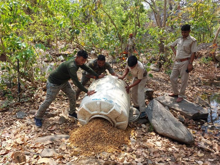 10 लीटर देसी शराब, आठ क्विंटल जावा महुआ जब्त