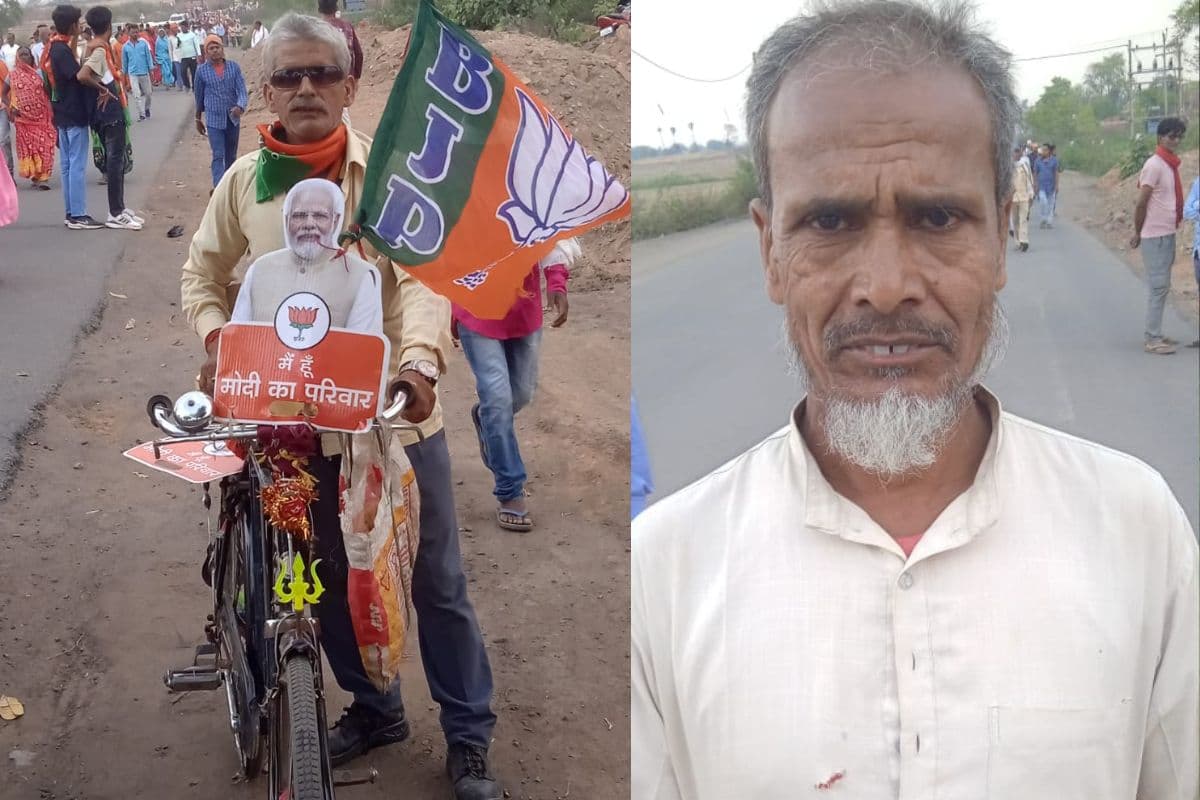 नरेंद्र मोदी की तस्वीर लगाकर साइकिल से प्रचार करते हैं भरत सिंह, 70 KM दूर से पीएम को सुनने सिमरिया आए थे मो इस्राइल