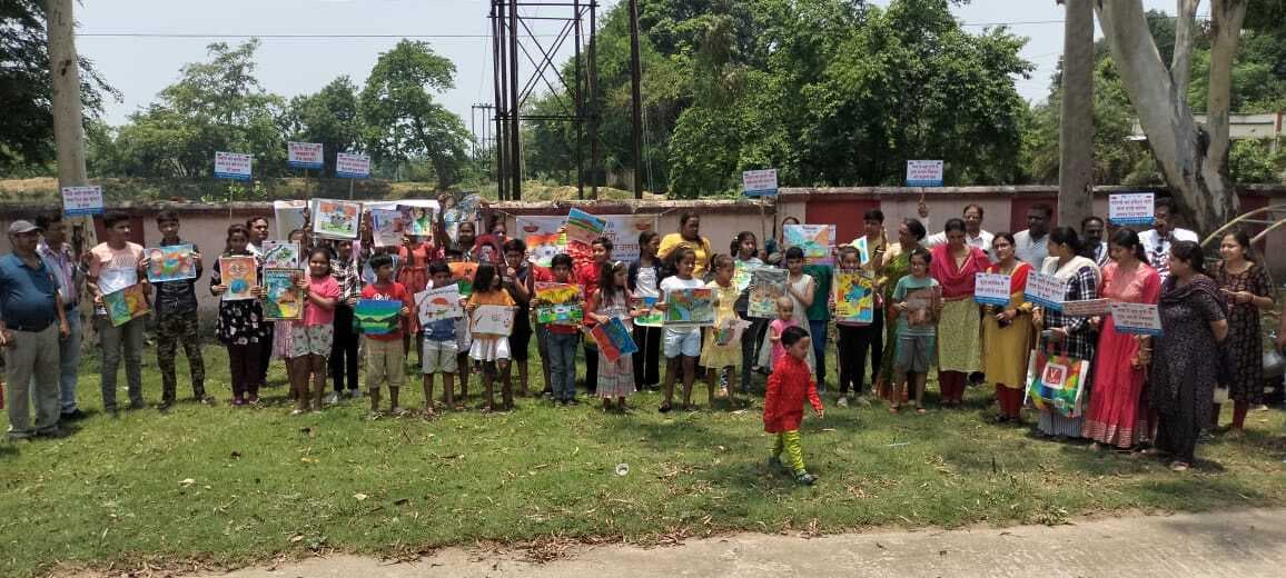 नमामि गंगे अभियान के तहत प्रभात फेरी व रंगोली प्रतियोगिता