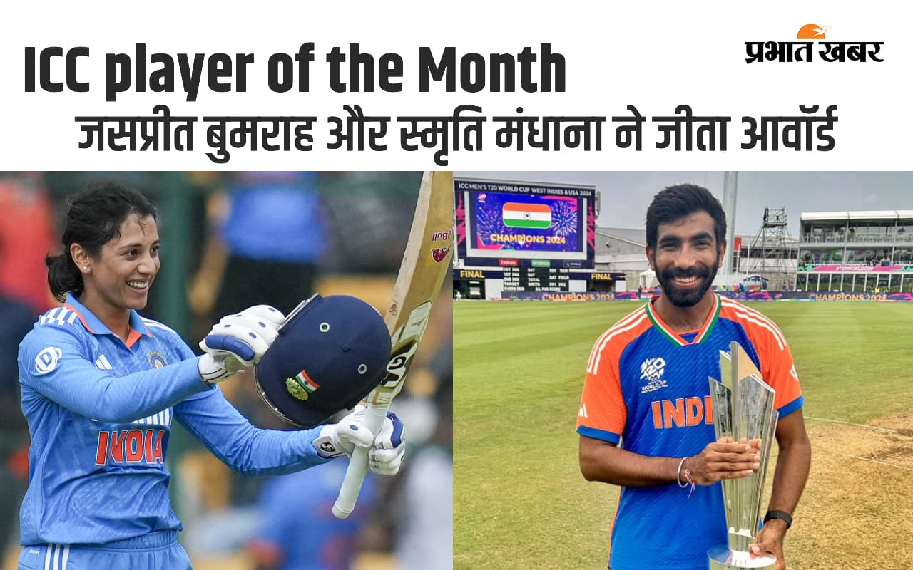 ICC Player of the Month: जसप्रीत बुमराह और स्मृति मंधाना ने जीता अवॉर्ड, पहली बार हुआ ऐसा ICC Player of the Month: जसप्रीत बुमराह और स्मृति मंधाना ने जीता अवॉर्ड, पहली बार हुआ ऐसा