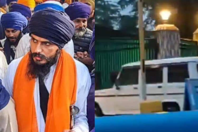 बारिश के बीच कुछ ऐसे डिब्रूगढ़ जेल से बाहर लाया गया कट्टरपंथी उपदेशक अमृतपाल सिंह को