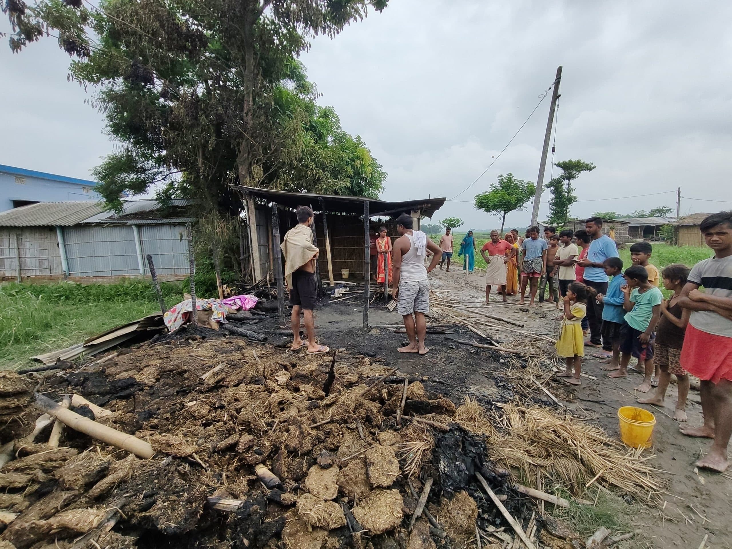 आग में झुलसकर तीन मवेशी की मौत