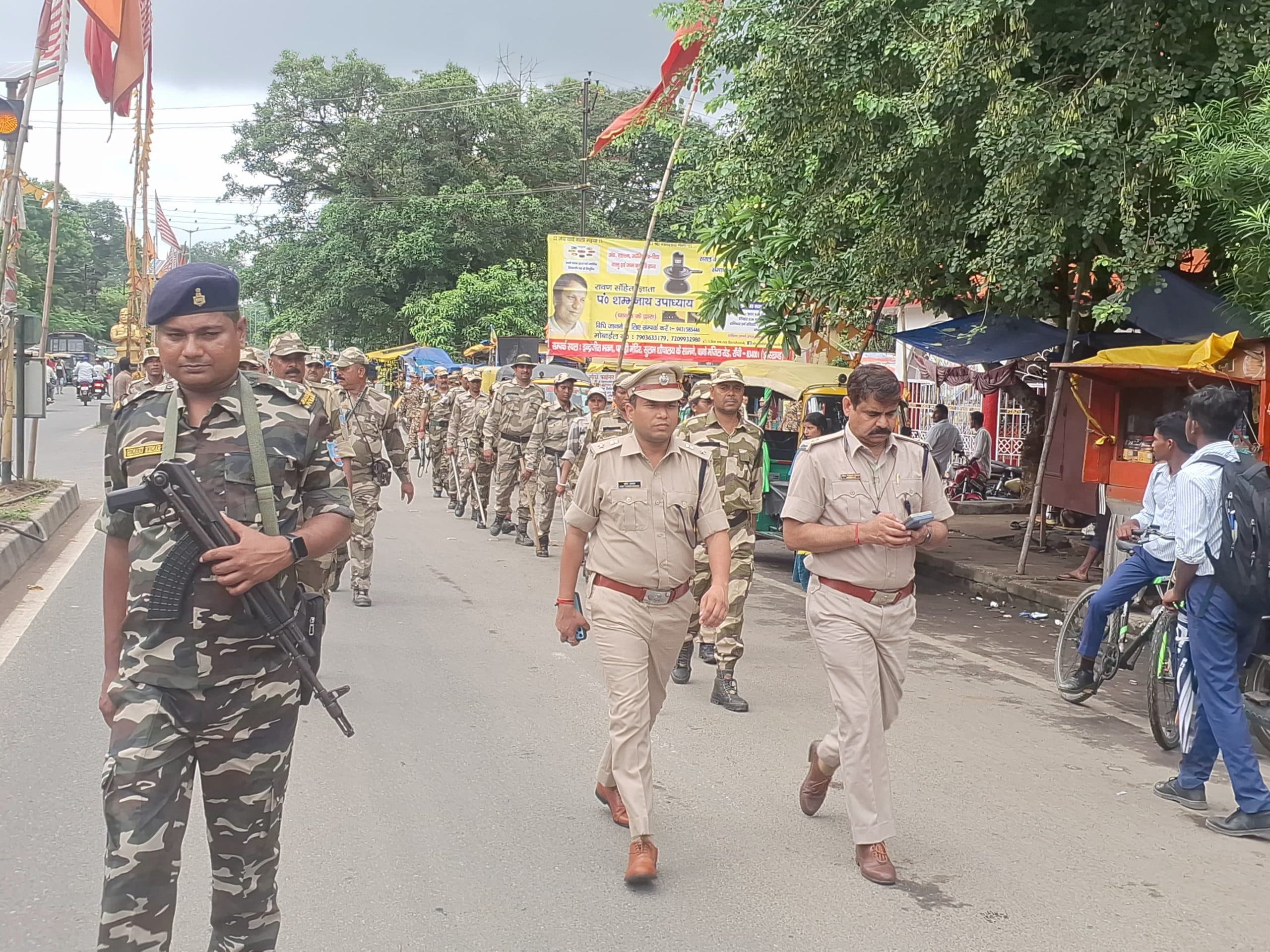 मुहर्रम को लेकर कांके में फ्लैग मार्च