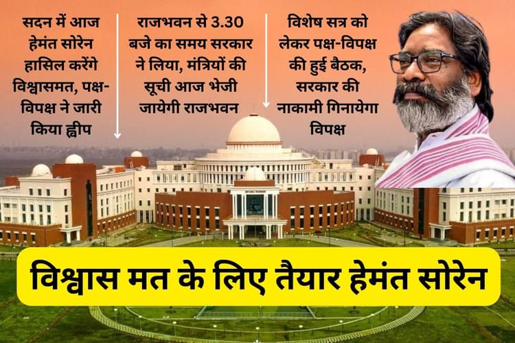 हेमंत सोरेन सरकार ने राजभवन से लिया समय, विश्वासमत के बाद आज ही शपथ लेंगे नये मंत्री