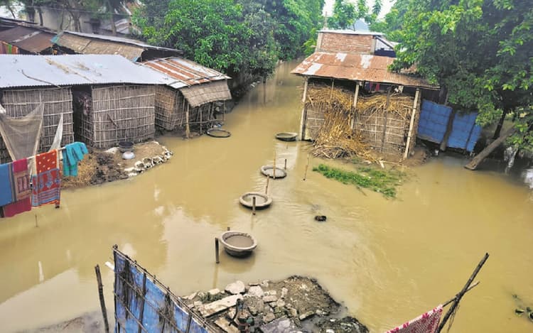 PHOTOS: कटिहार में घर-आंगन में घुसा बाढ़ का पानी, नदियों का पेट भरा तो गांवों में तबाही के मिले संकेत