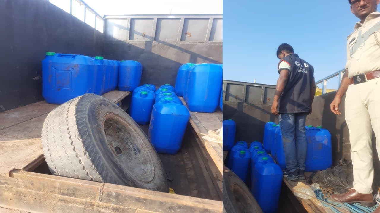 औरंगाबाद में CID ने पकड़ा 1200 लीटर स्पिरिट, वाहन के तहखाना से 30 गैलन बरामद