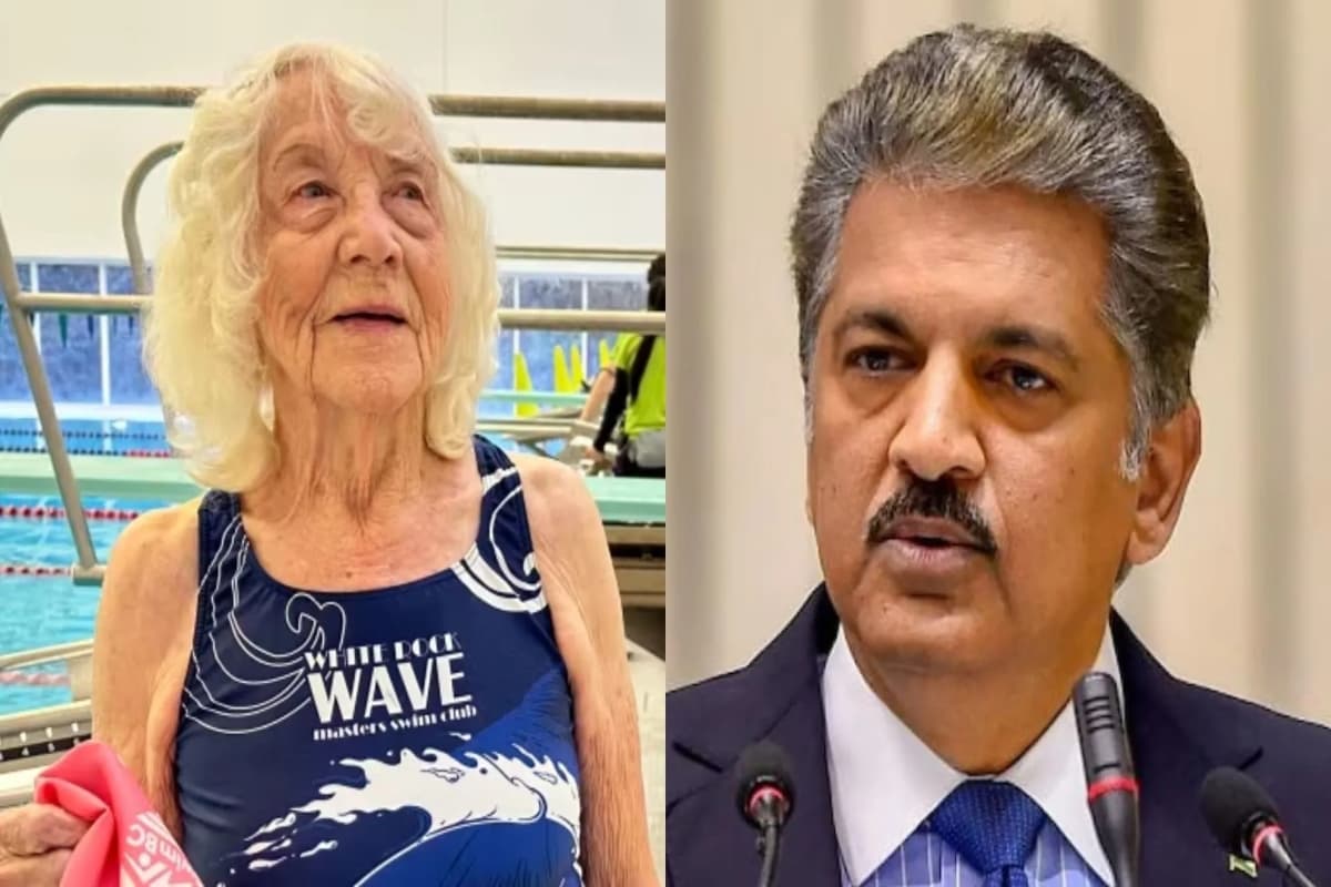 anand mahindra praise 100 years old canadian swimmer betty brussels