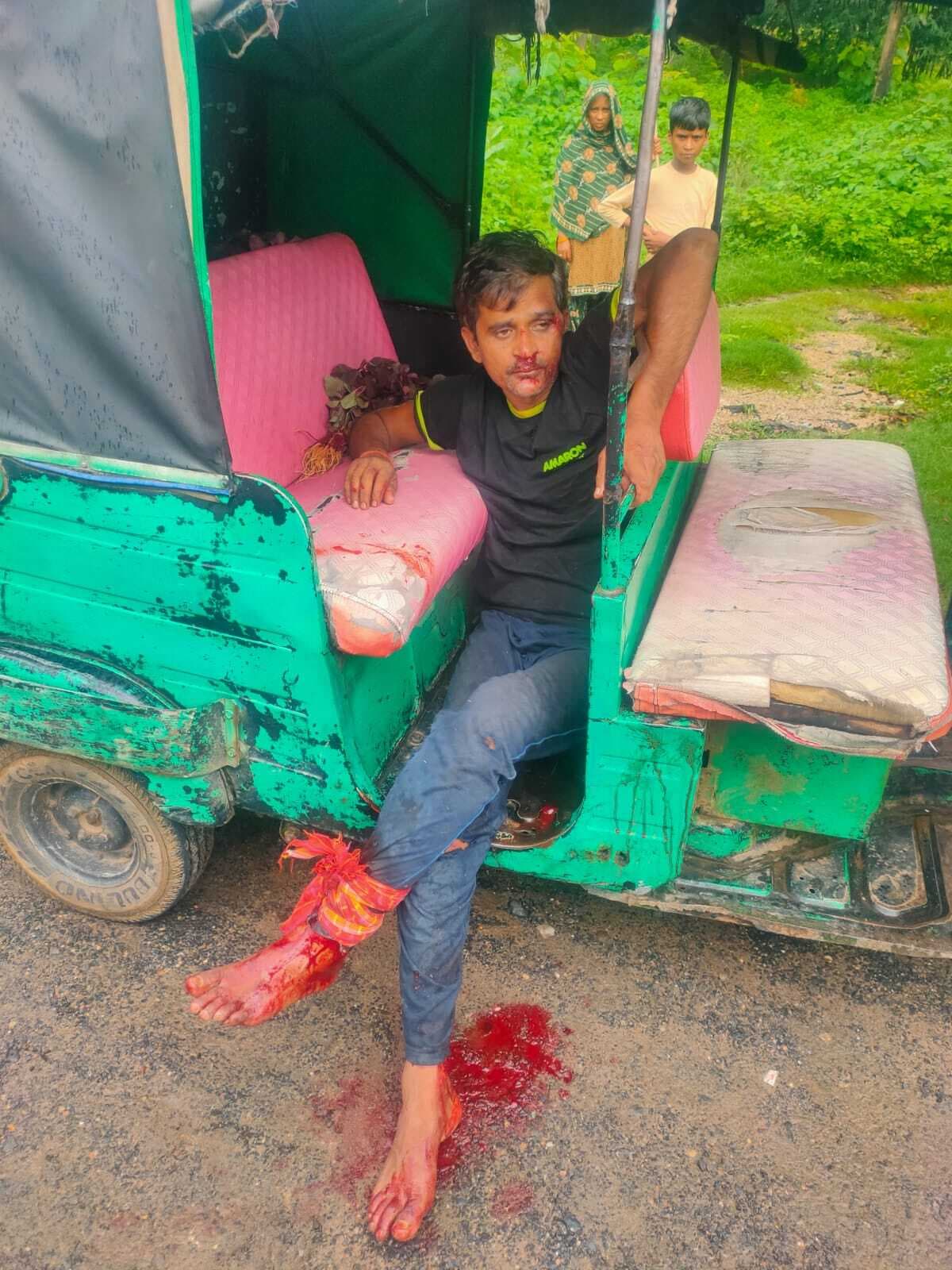 ऑटो पलटा, चालक घायल