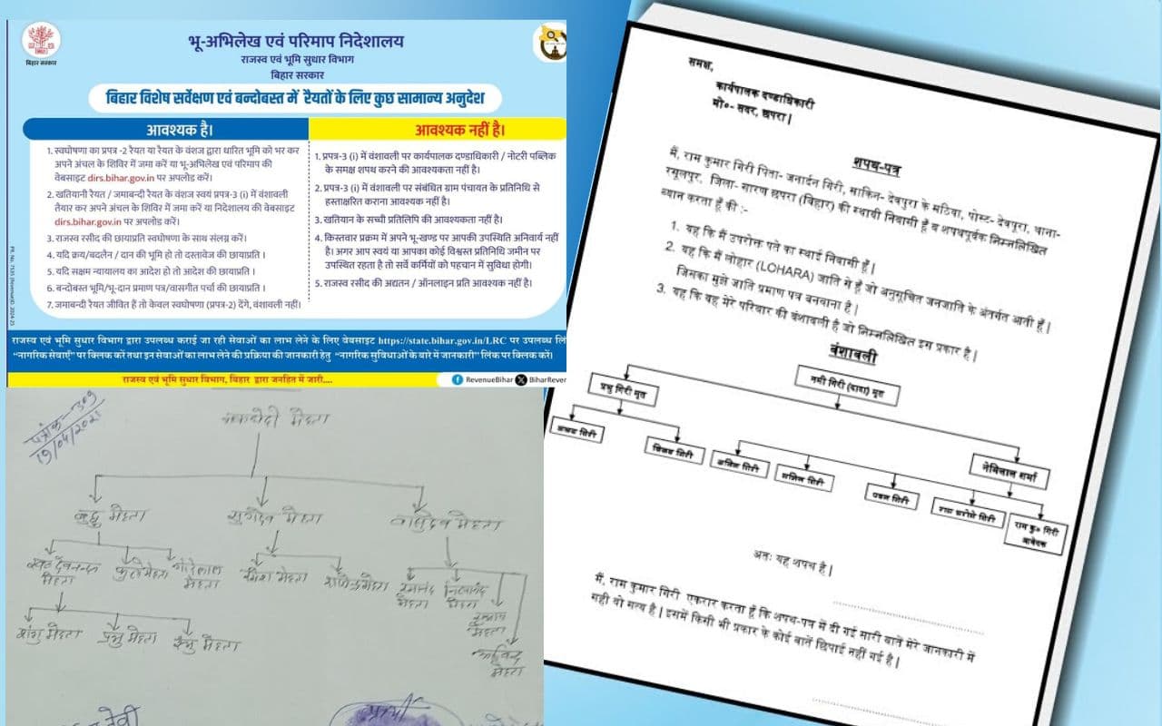 Bihar Land Survey: बिहार सरकार का नया निर्देश, सादे कागज पर बनाएं वंशावली, भूमि सर्वे में सिर्फ ये लगेंगे दस्तावेज