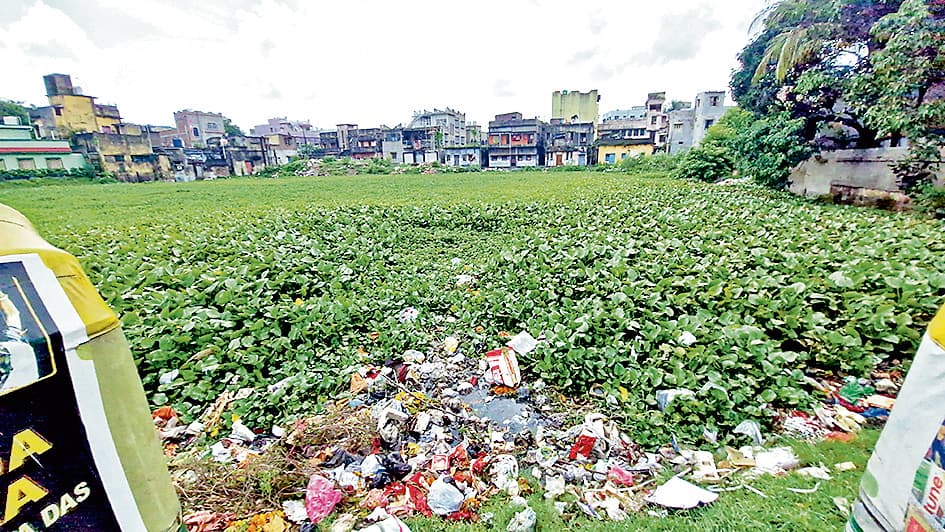 तालाब में गंदगी देख नहीं हुआ गणेश प्रतिमा का विसर्जन, निगम के काम से लोग नाराज