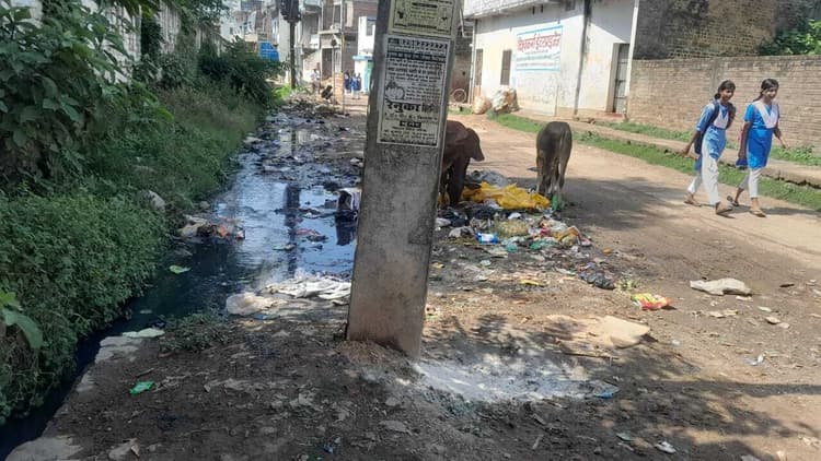 मुंगेर में डेंगू महामारी के बीच सड़कों पर बह रहा नालों का पानी, बजबजा रही गंदगी