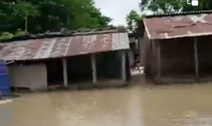 अमौर प्रखंड के सात पंचायत में बाढ़ का संकट, ग्रामीण सड़कें हुईं जलमग्न