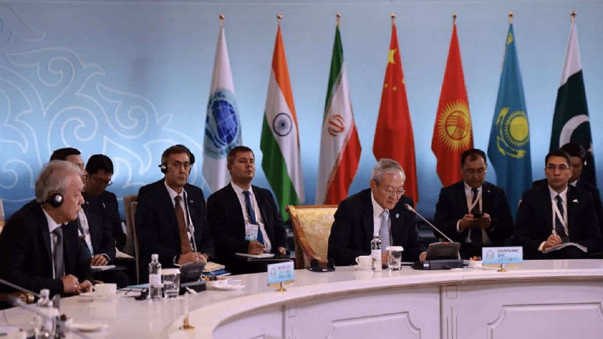 SCO Secretary-General Zhang Ming at a news conference SCO Secretary-General Zhang Ming at a news conference