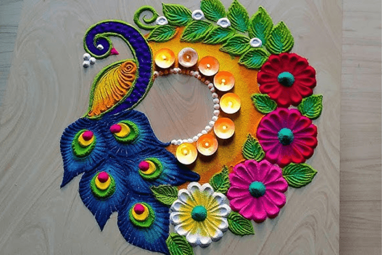 Peacock Diwali Photos: इस दीपावली पर बनाए खूबसूरती मोर रंगोली डिज़ाइन